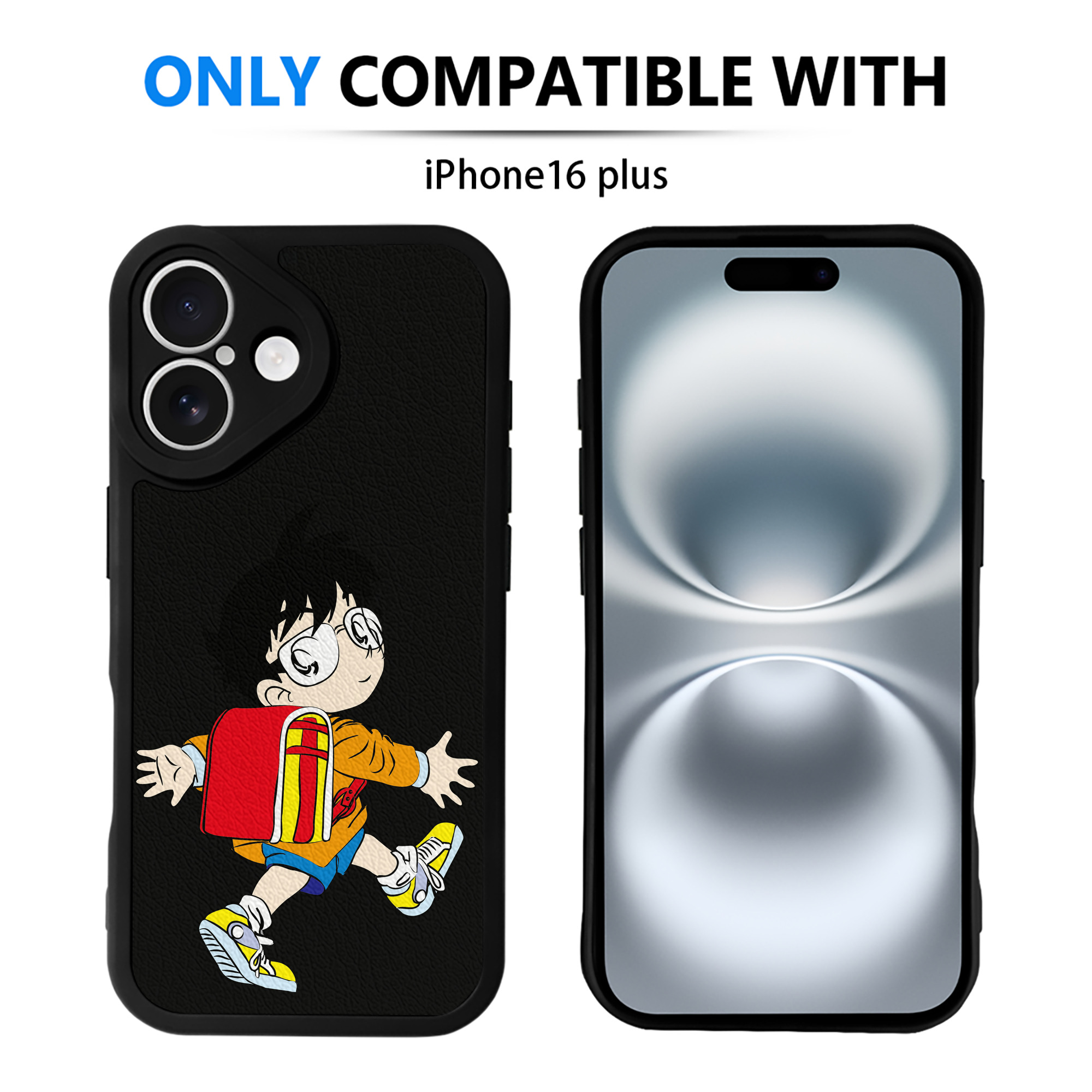 （画像用） 名探偵コナン 江戸川 コナン Detective Conan Conan Edogawa 【iPhone 16シリーズ対応】シリコンスマホケース（レザー調） 材質：シリコン